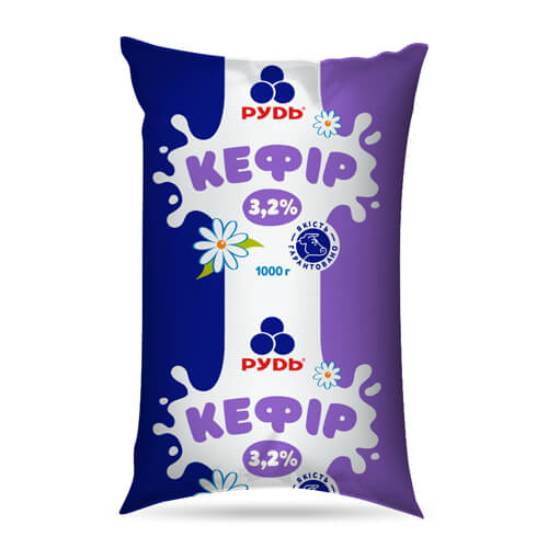 Кефір РУДЬ 3,2%, 1000г, плівка поліетиленова